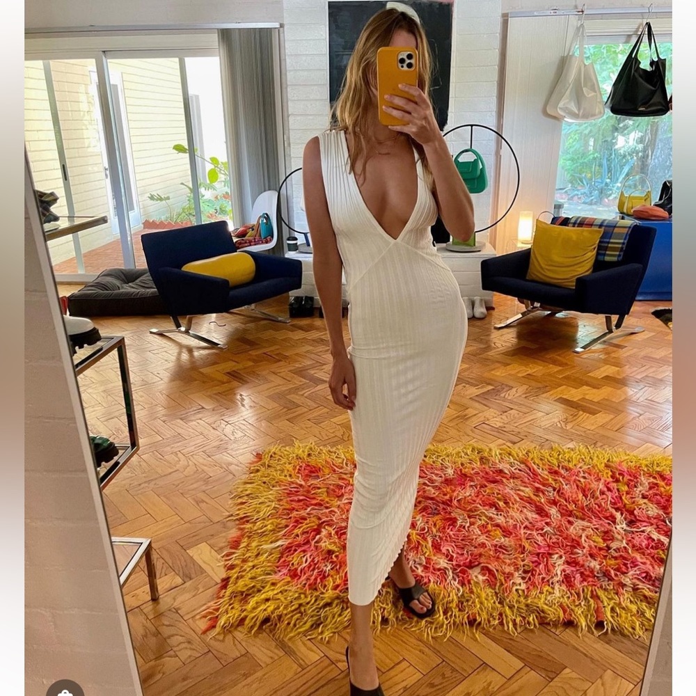 simon miller rib jago dress in macadamia